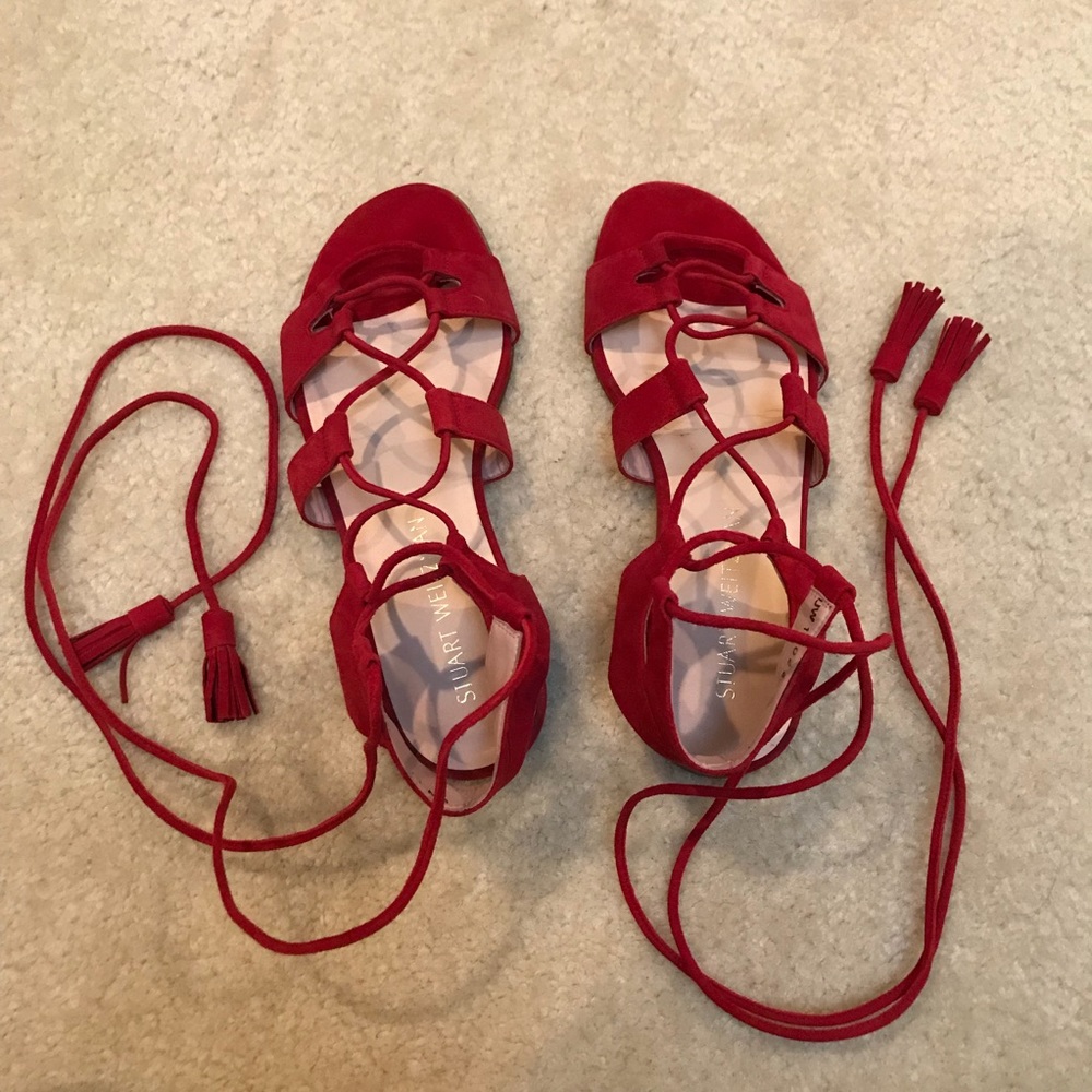 Stuart Weitzman Romanflat Suede Gladiator Sandals